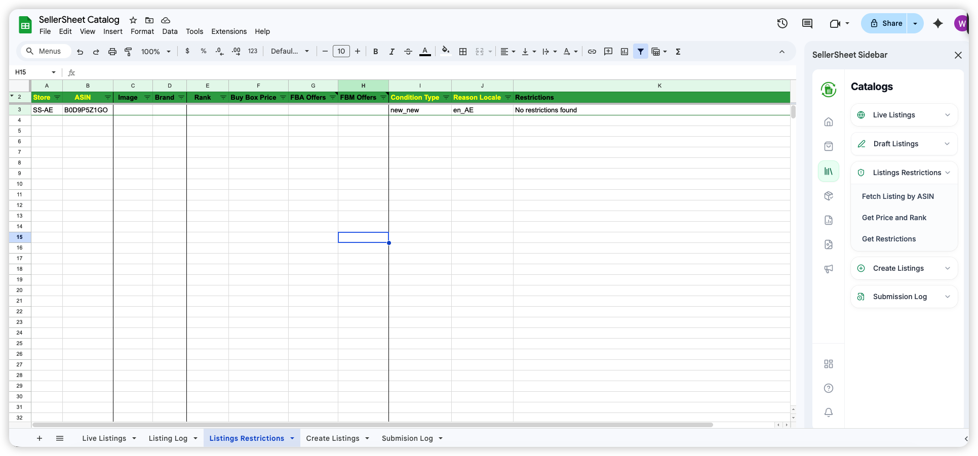 Listings Restrictions Sidebar