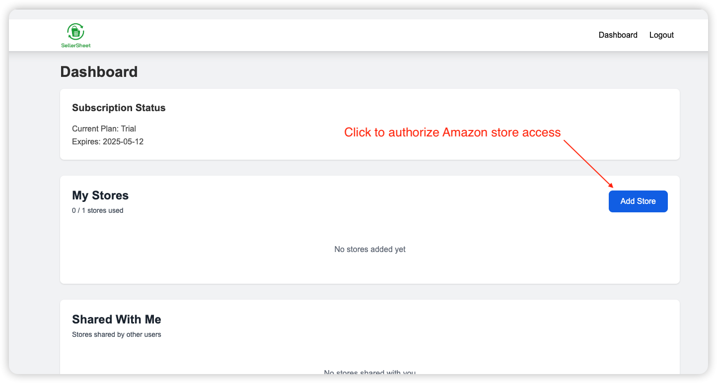 Add Store button